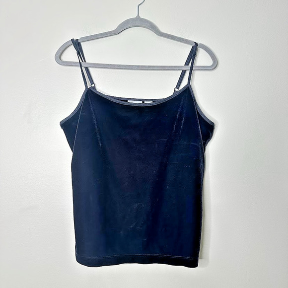 Chico's Tops - Chicos Black Velvet Cami Tank Top Adjustable Straps Shelf Bra Size 3 XL Goth
